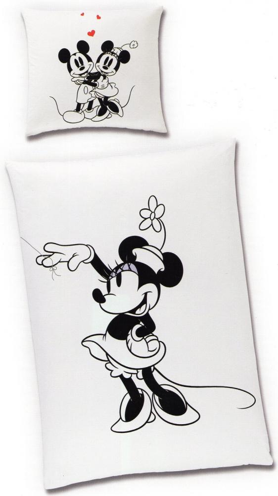 Partner Bettwäsche - 1x Mickey + 1x Minnie Mouse - Love - 135 x 200 cm - Baumwolle